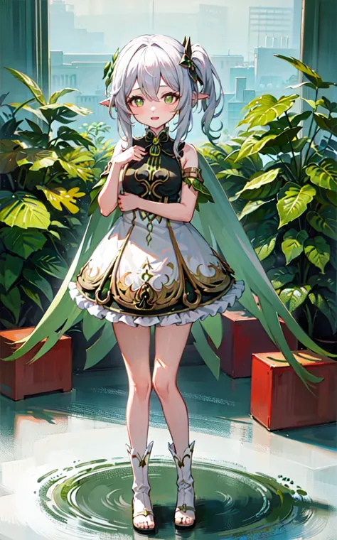 <lora:yetAnotherNahidaGenshin_nahidav3:0.7> masterpiece, best quality, 1girl, solo, nahida_genshin, cross-shaped pupils, default_dress, green cape, standing