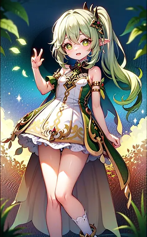<lora:yetAnotherNahidaGenshin_nahidav3:0.7> masterpiece, best quality, 1girl, solo, nahida_genshin, cross-shaped pupils, default_dress, green cape, standing