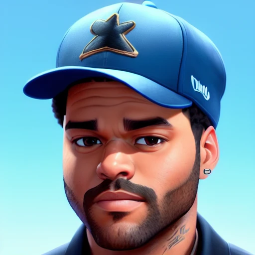 a portrait of the weeknd wearing a cap <lora:modernDisneyLORA_modiV1:1>, modern disney style