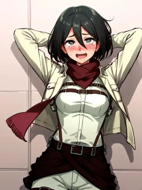 NSFW,Fumikasa,short hair,black eye,scarf,symbol,belt,thigh strap,赤いscarf,white pants,brown jacket,long sleeve,my pussy is being touched,shy,sex,Creampie,penetrated by a man from behind,sexual treatment,sex slave,(Sweat:1.5),I feel dizzy,The Fall of Pleasure,i love playing with animals,toilet