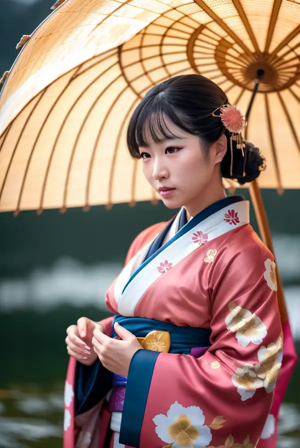 a woman wearing kimono on a big storm, sharp focus, documentary film footage, high resolution photography, supple skin pores, real person, detailed skin texture, cinematic movie image, upper body shot, detailed skin, 20 megapixel, detailed face skin, movie grain