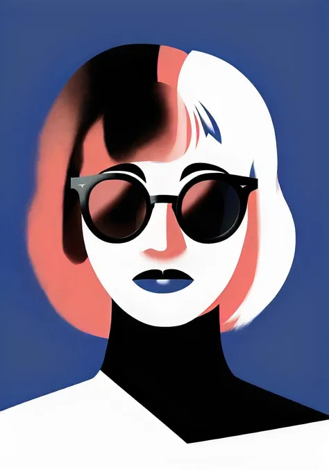 woman face with sunglasses, minimalism, simple colors <lora:colorful_minimalist_illustration:1.1>