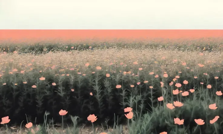 field of flowers, minimalism, simple colors <lora:colorful_minimalist_illustration:1>