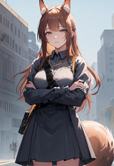 (safe:1.10), best quality, masterpiece, highres, solo, (franka_arknights:1.10), crossed arms, cowboy shot, looking at viewer, 33 <lora:franka_arknights:0.80>