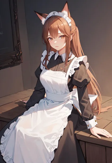 best quality, masterpiece, highres, solo, (franka_arknights:1.10), (maid:1.40), (long maid dress:1.15), 20 <lora:franka_arknights:0.80>