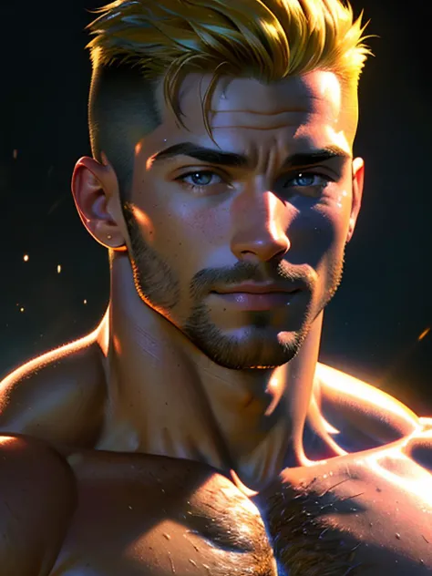 (one male) (portrait) (headshot).
Very detailed masculine face, heroic, detailed realistic open eyes, (muscular:1.5), (big muscles), (big pectorals), (slight smile). (shirtless) (topless male)
Realistic, photoreal, studio portrait, high definition, high contrast, high saturation, highly detailed, high quality, masterpiece, rim lighting, backlit, volumetric light, vibrant colors.
<lora:BeautifulEyes:0.9>