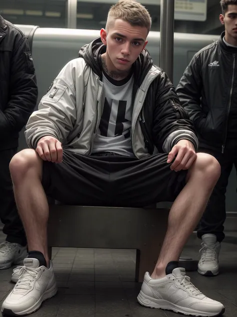 (photo realistic:1.5), wide angle, long shot, (young male:1.5), scally, chav, proll, smirk, tattoos, open bomber jacket, sweatpants, sneakers, subway station
(extremely intricate:1.2), (exquisitely detailed skin), dark lighting, dark colors, mystery, atmospheric, ultra high res, 8k uhd, intricate details, best face, best eyes, best hands, best quality, delicate, detailed face, detailed eyes, masterpiece, film grain
<lora:muscle_slider_v1:-1> <lora:add_detail:1.0> <lora:ChavAlpha:0.8> ChavAlpha