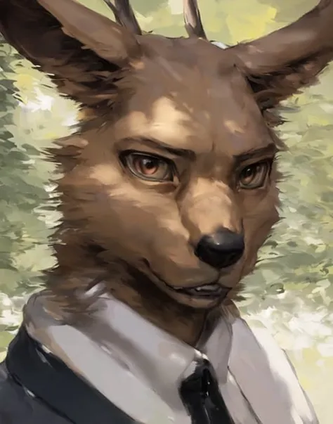 <lora:Louis_1.0-000008:1> e621 explict by chunie darkgem realistic detailed fluffy fur male solo brown fur (extremely detailed eyes) (Ruan Jia Michael Inessa Garmash Pino Daeni) ((portrait, closeup, head shot)):0.4 louisDeer