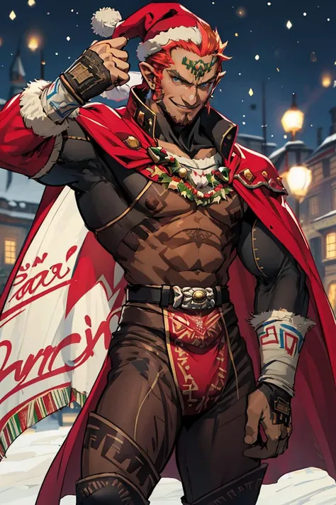 ((masterpiece,best quality)),
<lora:OoT_Ganondorf_Zelda_Anime:0.8>, OoT_Ganondorf_Zelda, solo, (santa hat, santa outift), cape, solo,
thumbs up,
smiling, looking at viewer, cowboy shot,