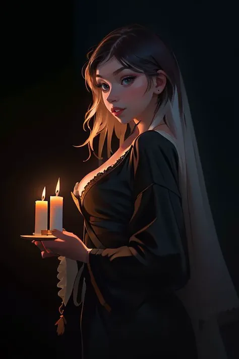 Merger_loren_garlit,
in a dark room in (pitch black:1.2) amongst a (candle light vigil:1.2), (candles:1.1), (candle light:1.1), (pitch black room:1.2), (darkness:1.1), wearing a (sheer robe:1.1), robe, sheer, (lots of candles:1.2),
bokeh, f1.4, 40mm, photorealistic, raw, 8k, textured skin, skin pores, intricate details <lora:epi_noiseoffset2:1>, epiCRealism <lora:detail_slider_v4:0.8>