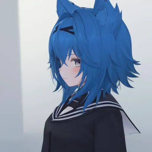 Girl, blue hair, <lora:VRChatRindo:0.5>