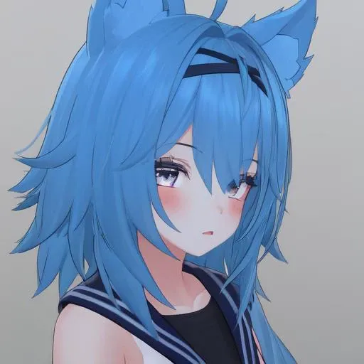 Girl, blue hair, <lora:VRChatRindo:0.5>