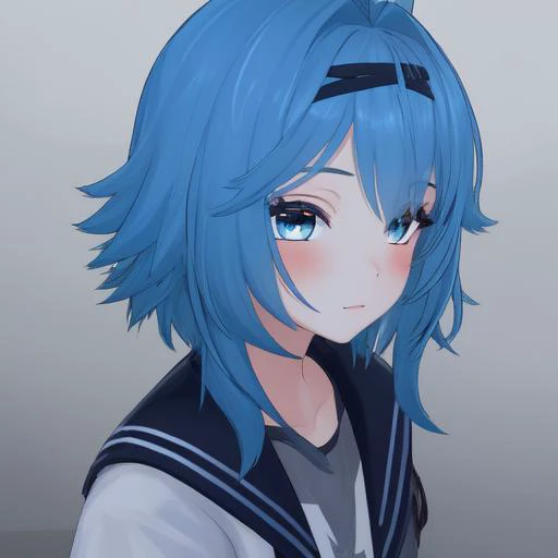 Girl, blue hair, <lora:VRChatRindo:0.5>