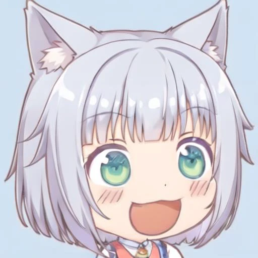 <lora:ç´æ¥å¼ç¬chibi-laugh:0.8> chibi,qç,laughing
 <lora:super-niunai-v1:1>,1girl, solo, animal ears, tail, green eyes, cat ears, cat tail, smile, short hair, looking at viewer