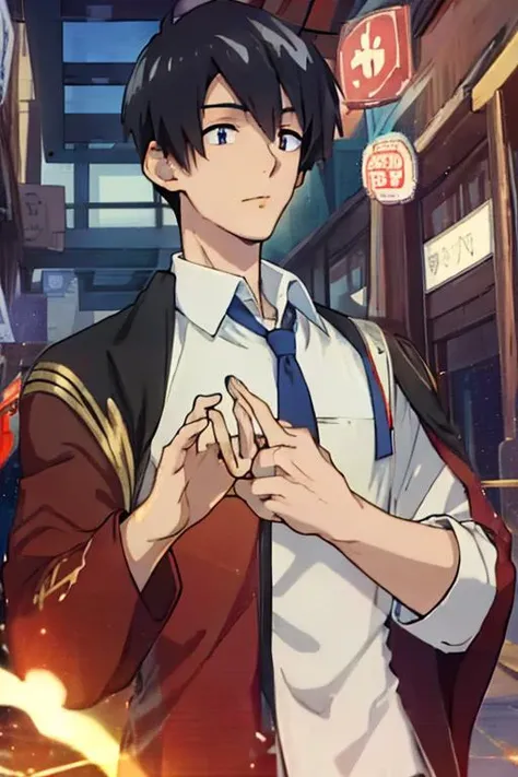 1boy, Mukohda, <lora:Mukohda_Lora:1>,solo, male focus,, ((masterpiece)),((bestquality)),8k,high detailed,ultra-detailed,handsome face, Netrual Pose, Neutral Pose, (((Short straight hair))),((Black Hair)),with Suit,portrait, cinematic lighting,