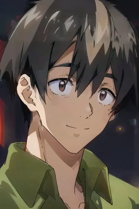 ((masterpiece)),(illustration),best quality,delicate details,refined rendering,((Menga style)),(((Toon style))),(portrait:1.41),8k,toon style,((Japan anime)),1boy,male focus,solo,handsome,Stylish Pose,portrait,thick eyebrows,black eyes,solid eyes,model,tall,thin,slim asian boy,Smile,cinematic lighting,volumetric lighting,black hair,short hair,<lora:Mukohda_V2:1>,