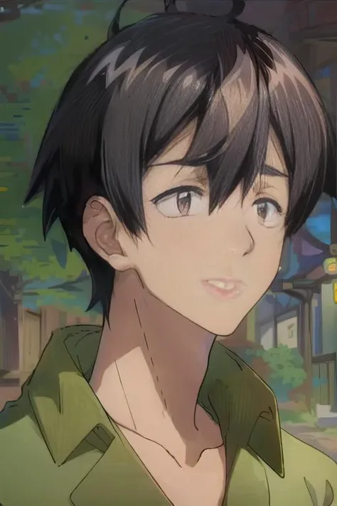 ((masterpiece)),(illustration),best quality,delicate details,refined rendering,((Menga style)),(((Toon style))),(portrait:1.41),8k,toon style,((Japan anime)),1boy,male focus,solo,handsome,Stylish Pose,portrait,thick eyebrows,black eyes,solid eyes,model,tall,thin,slim asian boy,black hair,short hair,<lora:Mukohda_V2:1>,<lora:add_detail:0.8>,Happy,