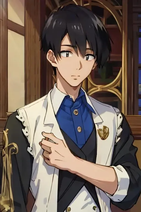 1boy, Mukohda, <lora:Mukohda_Lora:1>,solo, male focus,, ((masterpiece)),((bestquality)),8k,high detailed,ultra-detailed,handsome face, Netrual Pose, Neutral Pose, (((Short straight hair))),((Black Hair)),with Suit,portrait, cinematic lighting,