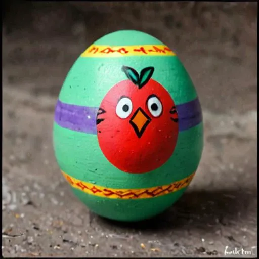 hybrid easteregg (egg:1.: apple:.7) paintied colored , inka sacrifice
