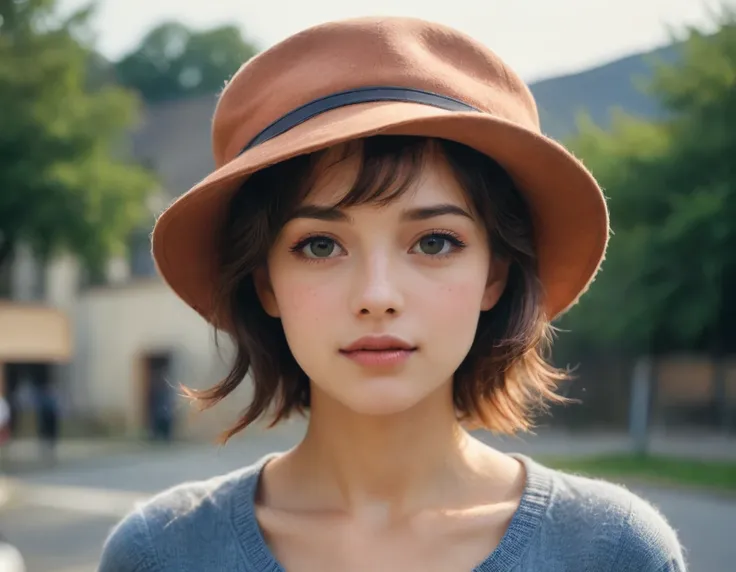 photograph, Female Plain Jane, in headwear, Fujichrome Provia 100F, Depth of field 270mm, photography, feminine