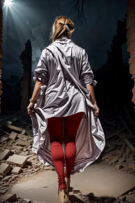woman in fabric sheet drape  [among the ruins], depth of field dr4p3
 <lora:fabric_drape_v2:1>