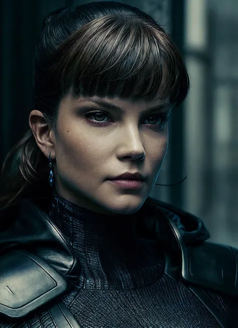 illustration of sks woman as thief in leather armor, smirk, beautiful detailed eyes, cinematic, drawn by Greg Rutkowski, Yoji Shinkawa:0.6, vibrant colors, <lora:locon_sylviahoeks_v1_from_v1_64_32:1.25>