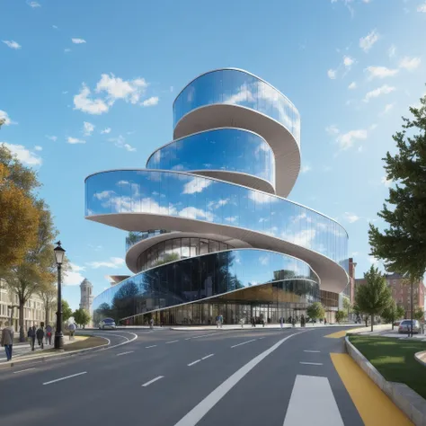mabuilding, (modern), no humans, outdoors, building, sky, tree, road, scenery, car, motor vehicle, real world location, ground vehicle, city, street, lamppost, crosswalk, day, cityscape, skyscraper, sign, traffic light, ((glass architectural facade:0.8))
blue sky,
<lora:zahahadid:0.6> <lora:nightbuilding:0.4>