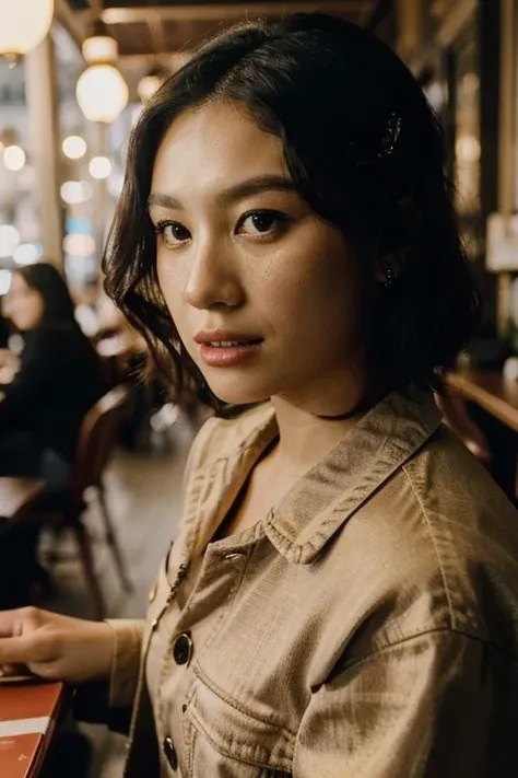 <lora:jesshong3-000008:1>  jesshong a close up portrait photo of a beautiful 26 y.o woman in a paris cafe,   wearing vintage clothing, moody, vines, organic, modern, (high detailed skin:1.2), 8k uhd, dslr, soft lighting, high quality, film grain, Fujifilm XT, [detailed face: perfect eyes:20]