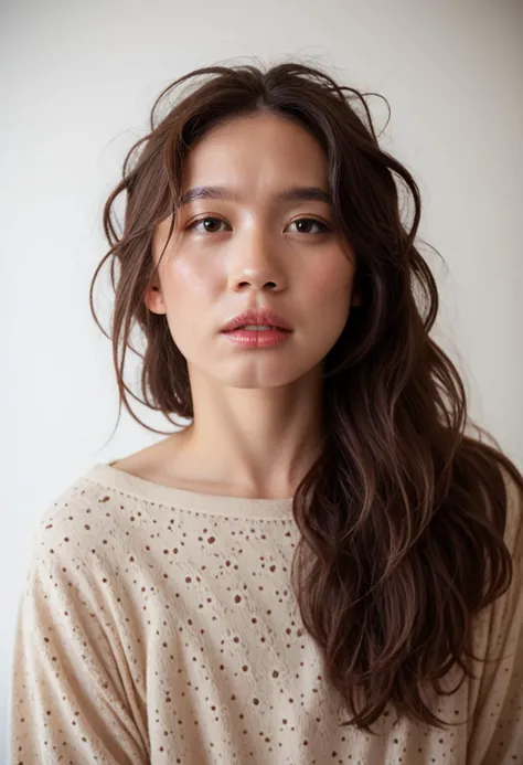 score_9, score_8_up, score_7_up, score_6_up, score_5_up, score_4_up, source_photo, source_real, 1girl, solo, short_hair, looking_at_viewer, brown_hair, brown_eyes, very_long_hair, green_eyes, parted_lips, lips, messy_hair, realistic <lora:jess_hong_pxl:1> <lora:mergx2dallemid:1>