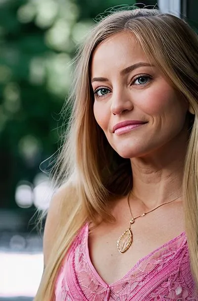 photo of a woman ijustineezari-1050-1200, ((wearing a pink bra)), 1girl, natural blonde hair, blue eyes, eyeliner, fluttering hair, vibrance, ((masterpiece, best quality, hyper detailed, Cinematic light, intricate details, highres, 8k, extremely detailed)), detailed background, 8k uhd, dslr, soft lighting, high quality, film grain, Fujifilm XT3, shallow depth of field, natural light