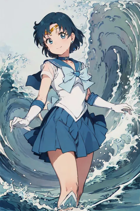 (masterpiece, best quality;1.3), ultra detailed, 1girl, solo, smile, looking at viewer, mer1, tiara, sailor senshi uniform, blue sailor collar, bow, knee boots, choker, white gloves, blue choker, elbow gloves, jewelry, earrings, blue skirt,
<lora:xrs2.0:0.3> <lora:jcjp:0.6> <lora:animetarotV51:0.7>, silver background, big waves, <lora:mercury_v2:0.9> from below,