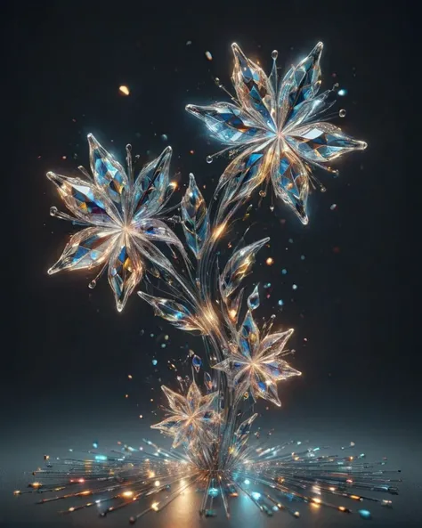 bioluminescent, fabulous, magical radiance, Concept art, depth of field, realistic, cinematic lighting, soft shadows, asymmetrical fractal, colorful, vivid colors, volumetric lighting, wind, particles, ral-crztlgls of a [Energetic:Ceramic:4] ("The Mythology of Joy":1.3) , Conceptual Art, L USM, "Whispers of the universe, cosmic echoes guiding our souls, connecting us to the vastness of creation.", <lora:ral-crztlgls:1>