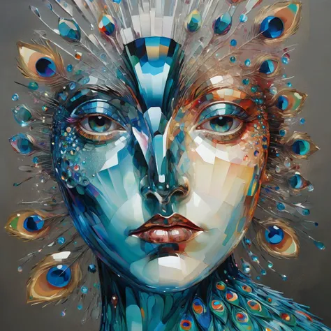 ral-crztlgls Surrealist painting of peacock AND (ral-crztlgls:0.25) Colourful Surrealist painting of a face <lora:ral-crztlgls:0.50> :0.67