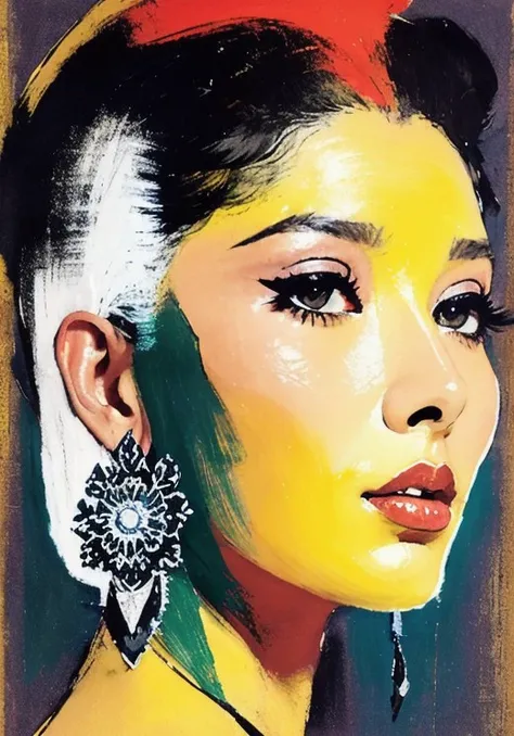 (art by Lillian Bassman:0.9), South-American (zxzxnurgul:1.2), Detailed illustration, Synthetism, macro lens, Kinemacolor, <lora:nurgul-000024:0.7>