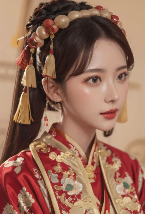 best quality, master piece
<lora:doll19:0.7> face, close_up, portrait_photo,
<lora:xiapei:0.4>red and gold dress, hanfu, Chinese clothes,
