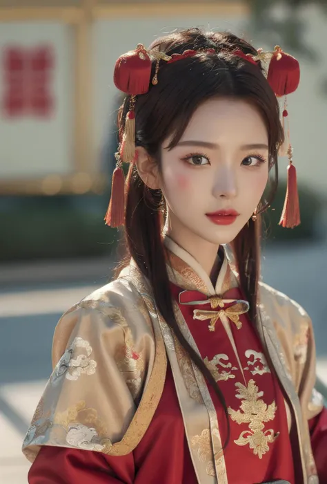 best quality, master piece
<lora:doll19:0.7> face, close_up, portrait_photo,
<lora:xiapei:0.4>red and gold dress, hanfu, Chinese clothes,