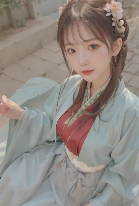 best quality, master piece
<lora:doll19:0.7> face, close_up, portrait_photo,
<lora:hanfu_v30:0.4>hanfu, Lute-shaped sleeve, mamian skirt, long coat, ,