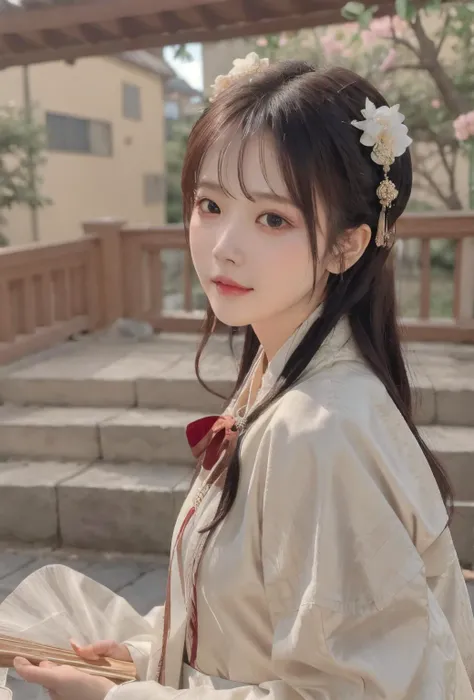 best quality, master piece
<lora:doll19:0.7> face, close_up, portrait_photo,
<lora:hanfu_v30:0.4>hanfu, Lute-shaped sleeve, mamian skirt, long coat, ,