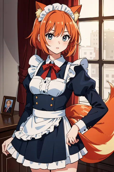 (masterpiece, best quality),  intricate details, 
1girl,     <lora:firefoxchan-nvwls-v1-final:0.8> firefox-chan,   tail, 
 <lora:sovietForm:0.6> sovietForm,  maid uniform,