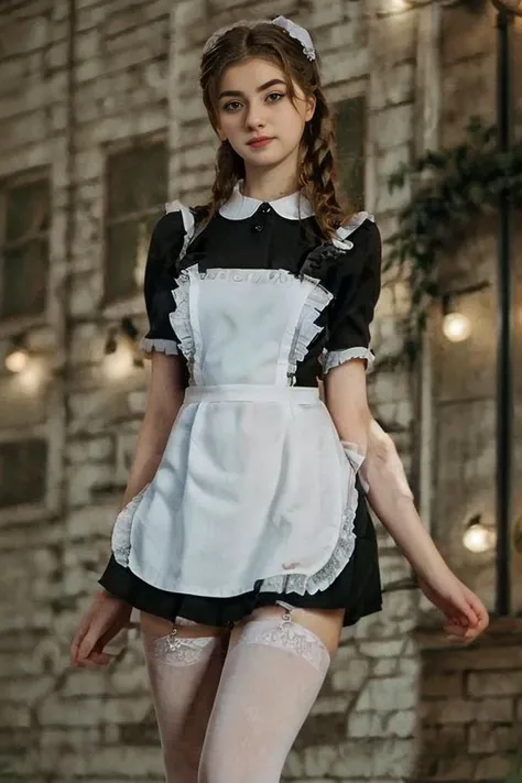 <lora:sovietForm:1> cute 18 year old (jp-dscute1-4750:0.99) holding books in arms, standing in street Soviet University in Background, wearing white thigh high stockings, garters, white ribbons in hair, hair in braids