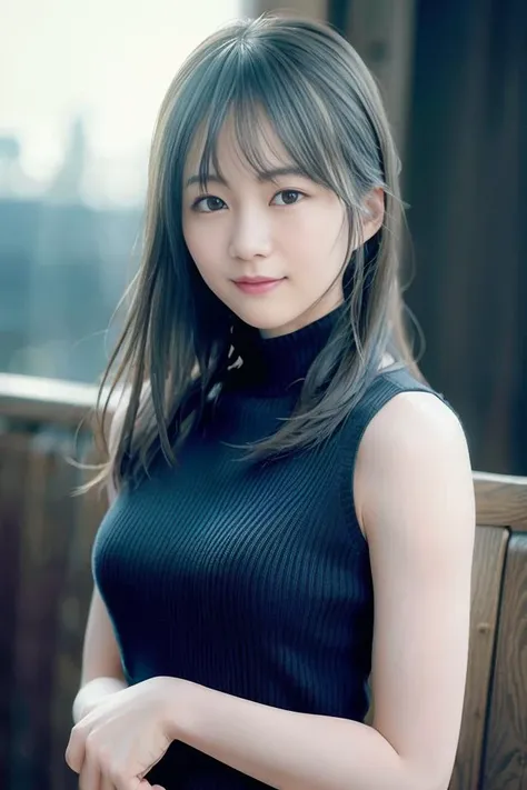 (skin blemish:1.2),1women, 28 yo, (((woman))), (skindentation), gorgeous, solo, realistic, best quality, photorealistic, masterpiece, 8k, high res, solo, extremely detailed face, cowboy shot, bust shot, passport photo, fullface, (professional lighting, bokeh), (light particles, lens flare, glowing particles:0.6), (dynamic pose:1.2), soft lighting, top angle view, fashionable and trendy atmosphere, japan, tokyo, ((nighttime)), ((looking at the viewer)), (looking at the camera),(portrait:0.6), standing, upper body, facial close up, (small breast:1), (long hair), brown hair, floating hair, nose, lips, lipstick, seductive smile, floating hair, mole, smile, teeth, (mole under eye:1.2), high neck sweater, no sleeves sweater, jacket, skirt, <lora:IkutaE:0.8>