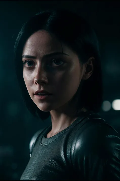 . alita, full body, brow eyes ,perfect composition trending on artstation photorealistic, cinematic lighting, dark atmosphere, volumetric lighting, action pose, epic scene, lots of fine detail, movie style, photography, natural textures, natural light, natural blur, photorealism, cinematic rendering, ray tracing, highest quality, highest detail, Cinematic, Blur Effect, Long Exposure, 8K, Ultra-HD, Natural Lighting, Moody Lighting, Cinematic Lighting, hyper-realistic, vibrant, 8k, detailed, ultra detailt <lora:alita-test-3:0.5>