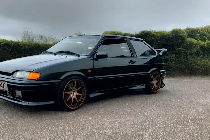 (((night))), (((dark))), (STANCE), sports car, vehicle focus, road, ((need for speed)),((NFS)), moving, wet, neon lights,drift,<lora:VAZ2113:0.8>, (VAZ2113)