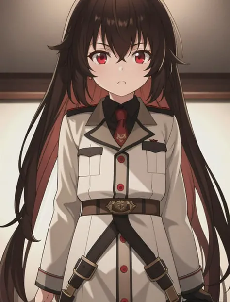 (dark shot:1.1), epic realistic, <lora:Frederika:0.6>
little girl , military uniform, brown hair, red eyes, full body, gun in hand, sad face, (teal and orange:0.4)