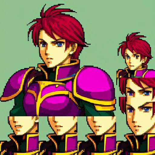 solo focus, quarterbody, frames, simple background, Jill FE9, Jill \(Fire Emblem\), red, light armor, pauldron, intense stare