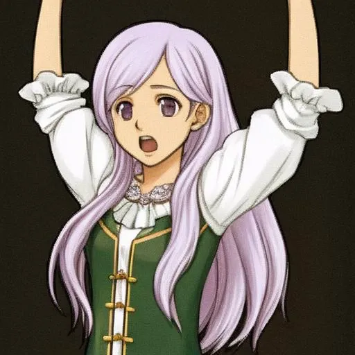 arms down, solo focus, halfbody, tellius-style, no frames, simple background, Ilyana FE9, Ilyana \(Fire Emblem\), light purple hair, shocked, open mouth, surprised