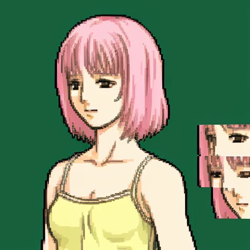 solo focus, (Quarterbody, Frames:1.3), simple background, 1girl, mature woman, Transparent Camisole, Pink Hair, Medium Hair