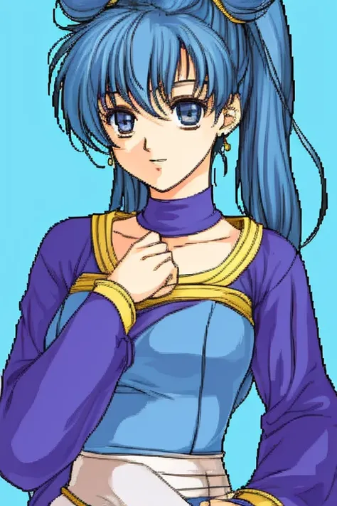 <lora:FESprite FE9-10-Style Macross:0.8>, solo focus, (FE10-Style, Halfbody, No Frames:1.1), simple background, Hotaru Tomoe \(Bishoujo Senshi Sailor moon Series\)