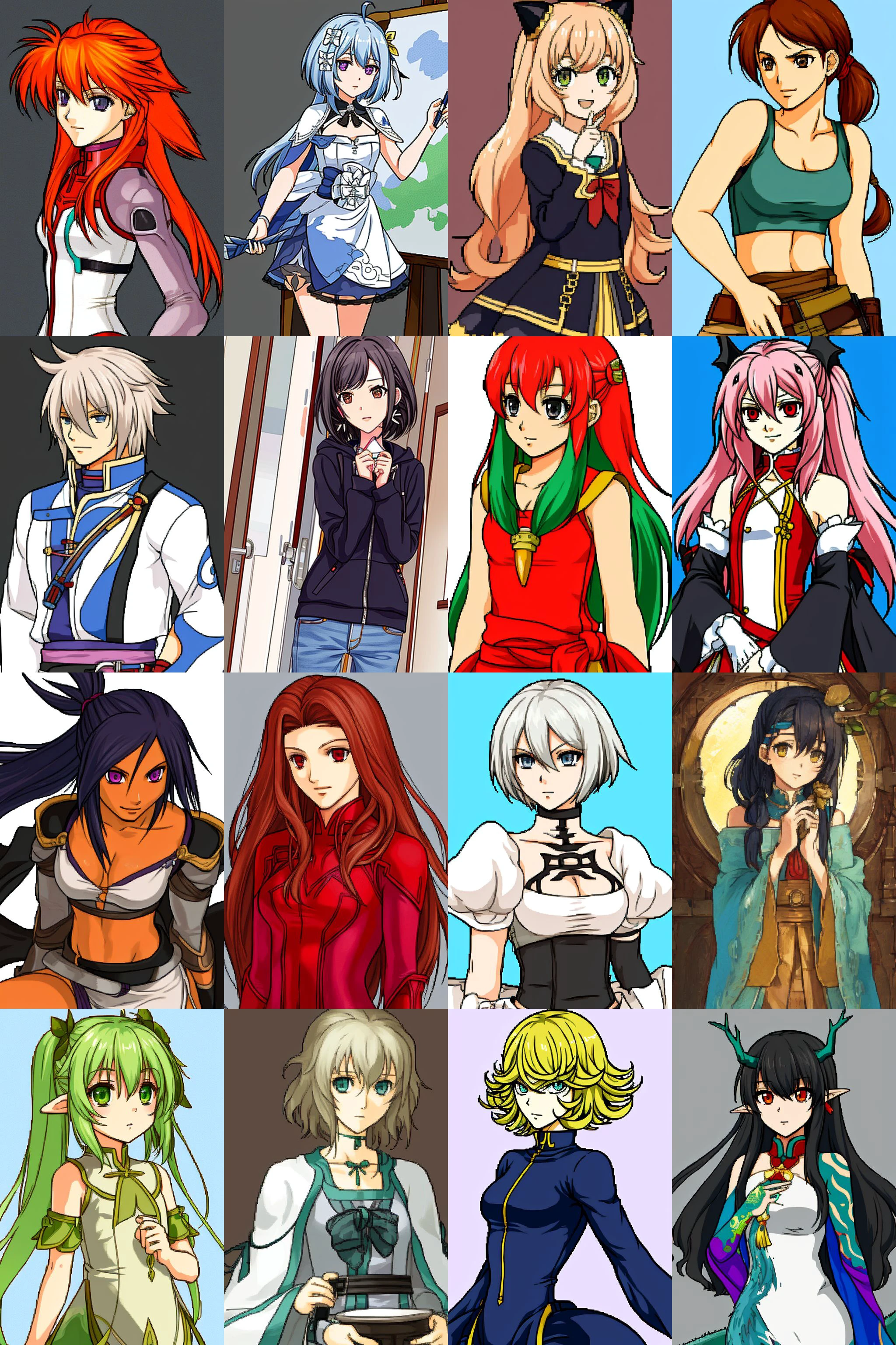 <lora:FESprite FE9-10-Style Macross:0.8>, solo focus, (FE10-Style, Halfbody, No Frames:1.1), simple background, Asuka Langley Sohryu \(Neon Genesis Evangelion Series\)