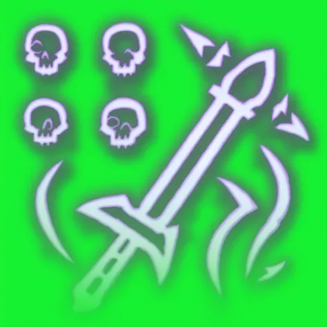 bg3 action icon, axe undead control, green background <lora:bg3_actions_offset:1>